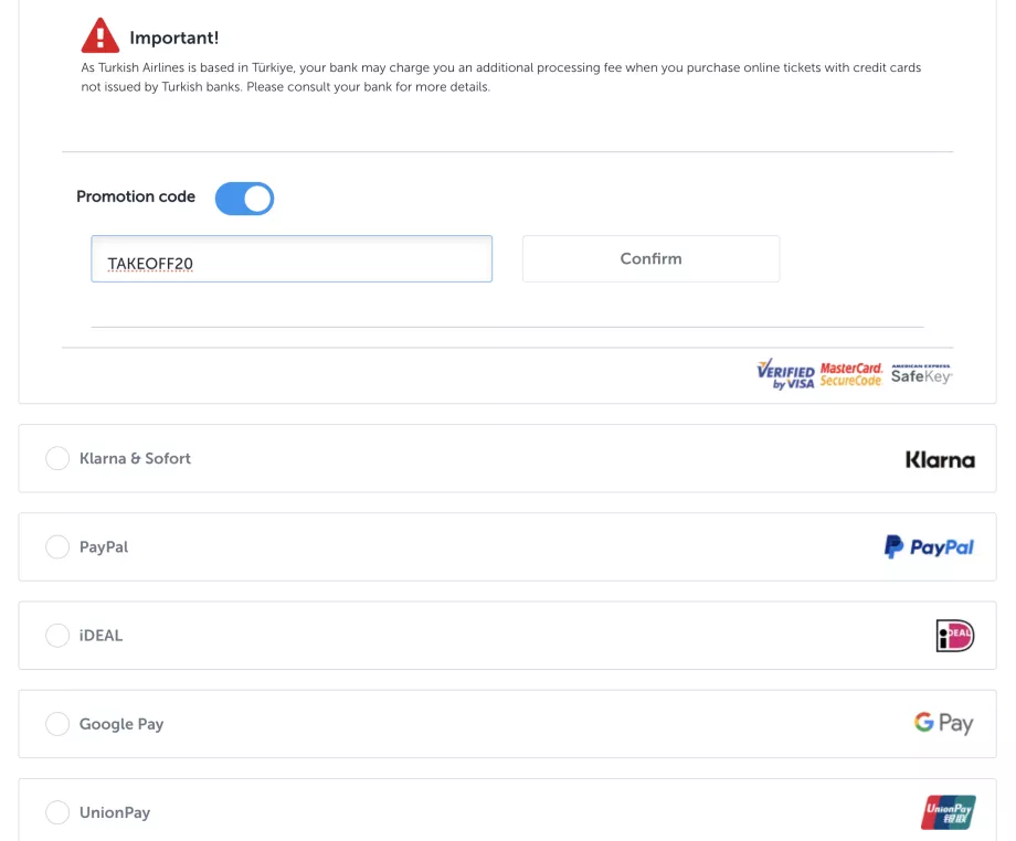 Промо код на Turkish Airlines