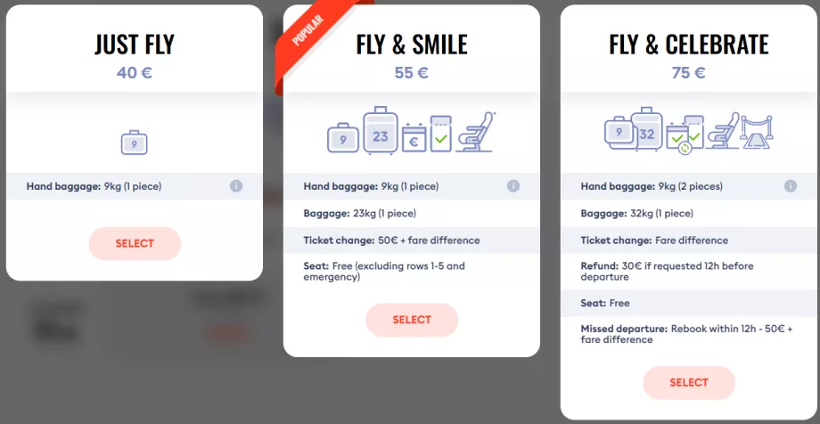 Класове тарифи на SkyUp Airlines