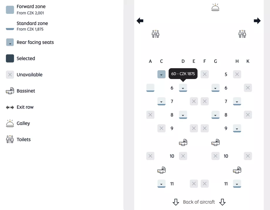 Карта на местата и цена за избор на място