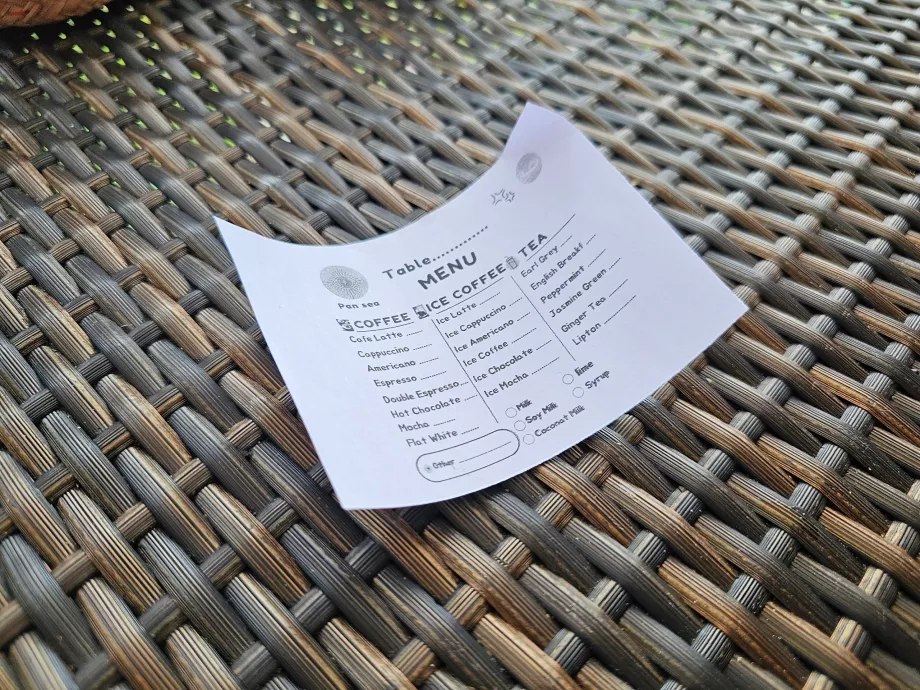 Закуска: меню с кафе