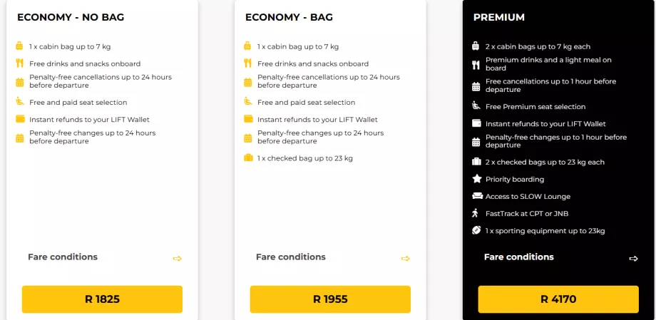 Тарифни класове LIFT