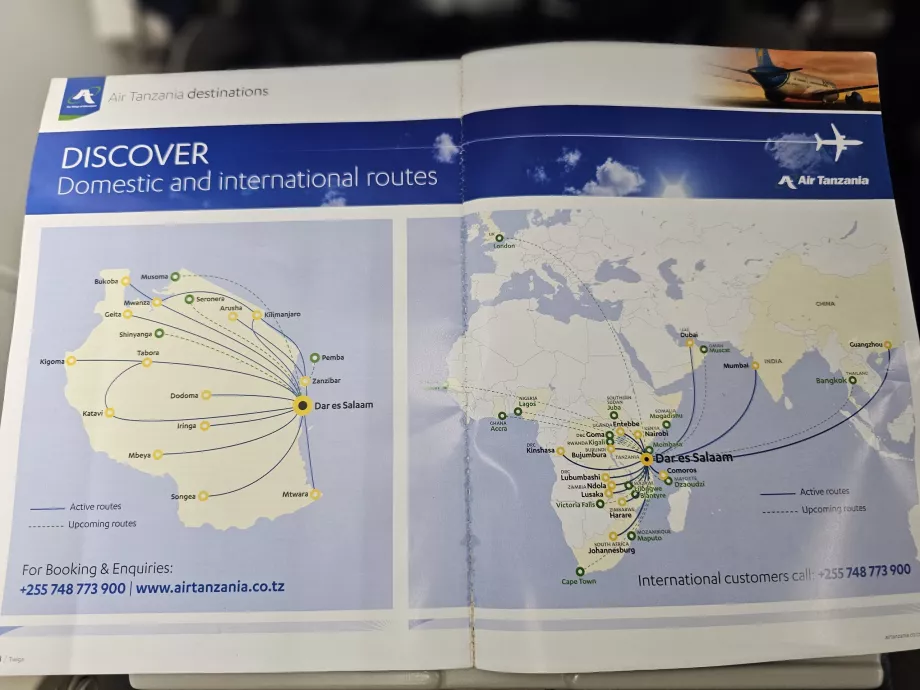 Карта на дестинациите на Air Tanzania 2025