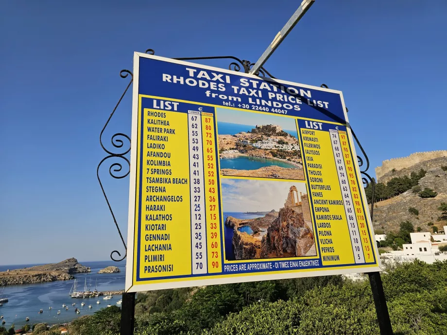 Таксиметрови тарифи от Lindos