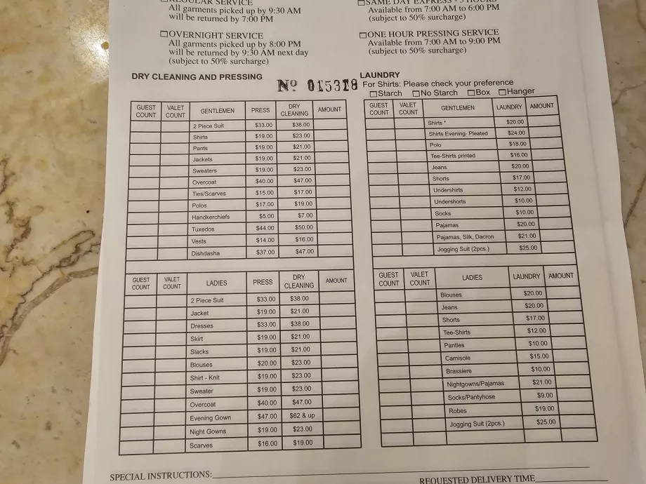 Цени за перални услуги