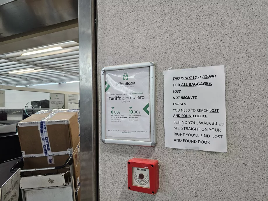 Съхранение на багаж, Терминал 1
